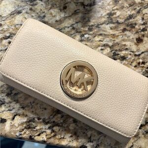Michael Kors Beige Wallet with Gold Logo